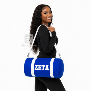 Bolsa de lona personalizada de la hermandad Zeta Phi Beta, azul y blanca con logo bordado, para uso diario, de gran capacidad, de nailon y poliéster. - Product Image 2