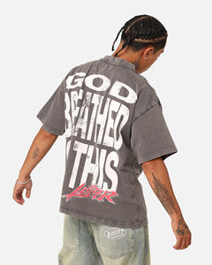 Camiseta personalizada para hombre, estilo acid wash, de algodón grueso, con estampado gráfico DTG, estilo streetwear, corte holgado, unisex. - Product Image 3