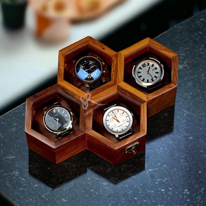 Premium 4-Slot Wooden Watch <b>Display</b> <b>Case</b> – Handcrafted Men’s Watch Box,Vintage Honeycomb <b>Display</b> <b>Case</b> in Indian Rosewood, Handma - Product Image 4