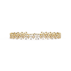 Ethnic Vintage Designer Statement Diamond Jewelry for Women | Lab Grown Round Cut Halo Diamond Bracelet in 10k 14K Yellow Gold - Product Image 4