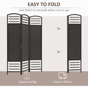 Portable Black Wave Fiber 3-<b>Panel</b> Folding Room Divider Privacy <b>Screen</b> Partition for Home or Office - Product Image 4