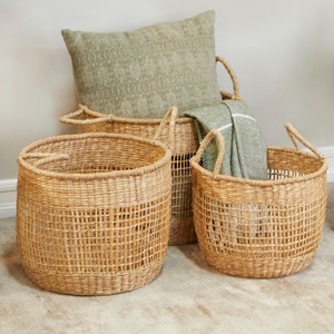 Classic Natural Seagrass <b>Woven</b> Home Decor <b>Basket</b> Clothing Organizing Sea Grass Storage <b>Baskets</b> Customization Accept - Product Image 1