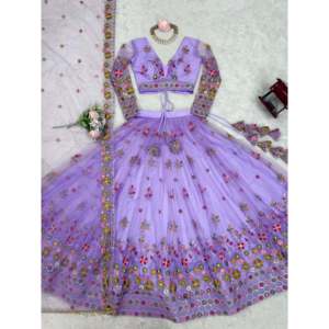 ด้ายออกแบบและลำดับการทำงาน lehenga choli สำหรับปาร์ตี้อุปกรณ์ปาร์ตี้ที่สง่างาม - Product Image 5