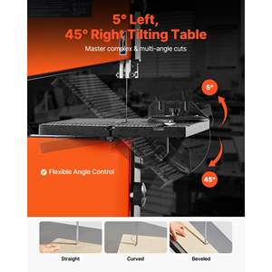 9-Inch <b>Woodworking</b> Benchtop Bandsaw 1/2 HP Motor 3.5-Inch Max Cutting Height 11.8 X 11.8 Cast Aluminum Table Wood Saw <b>Machine</b> - Product Image 3
