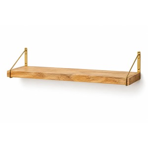 Étagère murale flottante artisanale en bois de manguier Aqdus Saleem avec supports en laiton |   Fonction de rangement, design minimaliste pour le salon | - Product Image 1