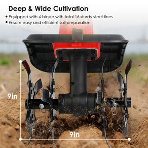 Coltivatore Elettrico Senza Fili da Giardino 550W 21V con 4 Lame e 16 Denti in Acciaio, Batteria 4000mAh, 300 Giri/Min - per Giardinaggio Domestico - Product Image 6