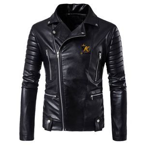 5KINGZ SPORTS <b>Men's</b> Windproof Anti-Bacterial PU Leather <b>Jacket</b> with Mandarin Collar and <b>Sherpa</b> Lining - Product Image 1