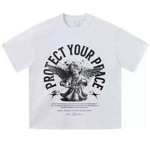240g Heavy 100% Cotton Enzyme Wash Jersey Breathable Plus Size Front Oversized <b>Drop</b> Shoulder Streetwear Printed T-Shirt OEM - Product Image 4