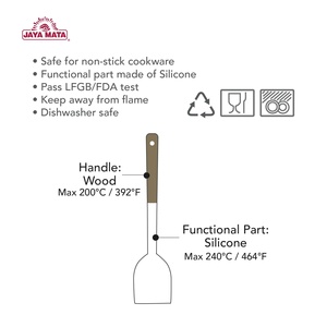 Jaya Mata JM489 <b>Silicone</b> Cooking Turner Wooden Handle Heat Resistant 240C Non-<b>Stick</b> Oven Safe Dishwasher Safe Kitchen Spatula - Product Image 4