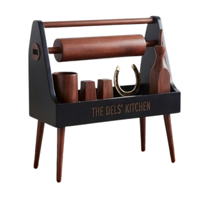 Single Piece Scandi <b>Craft</b> Modern <b>Wooden</b> Caddy Dark Red Brown Contemporary Style Caddy Home Decoration Table - Product Image 5