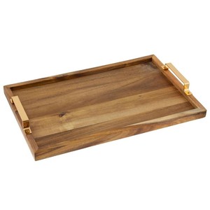 Plateau rectangulaire en bois, fait main, bois poli, décoration de table moderne - Product Image 3