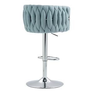 Set of 2 <b>Adjustable</b> Counter <b>Height</b> Bar <b>Stools</b> 360 Fabric Cover Swivel Bar Chairs with Woven Back & Footrest Silver - Product Image 5