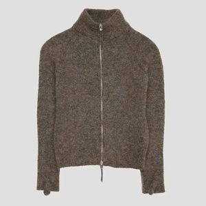 Sweat à capuche en mohair pour homme, double fermeture éclair, pull d'hiver épais et moelleux, motif lettre brodé, sweat-shirt d'automne en mohair - Product Image 2