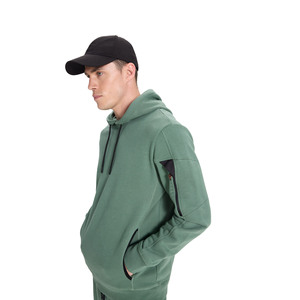 Ensemble sweat à capuche et short assorti pour homme en molleton de coton respirant bicolore, style décontracté printemps - Product Image 3