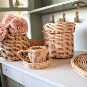 Panier de rangement en rotin tressé à la main pour jouets d'enfants avec couvercle, pot en rotin naturel pour cuisine de jeu, cadeaux, vente en gros - Product Image 3