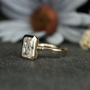 Pahal Jewels 925 Sterling <b>Silver</b> Bezel Setting Yellow Gold Plated Moissanite <b>Solitaire</b> Engagement <b>Ring</b> Women Simple Design - Product Image 5