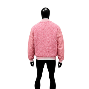 เสื้อแจ็คเก็ตบอมเบอร์สีชมพูแบบขายส่งสำหรับผู้ชายและผู้หญิง แฟชั่นลำลองสำหรับฤดูหนาว สตรีทแวร์ ติดกระดุม นุ่มสบาย ใส่เป็นเสื้อนอก คอปก B - Product Image 2