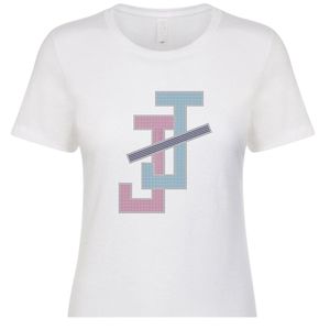 T-shirt gris à manches courtes et col rond avec motif de lettres entrelacées, style décontracté, streetwear, vêtements confortables pour tous les jours - Product Image 1