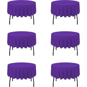 Set di 6 Tovaglie Viola da 70 Pollici in Poliestere Effetto Lino, Lavabili, Adatte per Tavoli da 30-54 Pollici, Copritavolo Circolare in Confezione Convenienza - Product Image 1