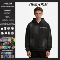 Prix d'usine – Sweat à capuche pour homme avec patchwork brodé, fermeture éclair intégrale, double couche, masque intégré, procédé de lavage, en coton épais
