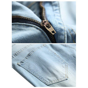 Shorts en jean vintage pour homme, coupe droite, taille mi-haute, 100 % coton, respirant, imperméable, prix raisonnable, style streetwear estival personnalisé - Product Image 3