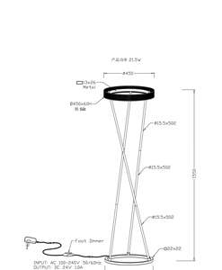 Lampadaire en fer en promotion, design nordique moderne et minimaliste, pour hôtel, lecture et éclairage sur pied, LED 21,5W CRI≥80, intensité variable - Product Image 2