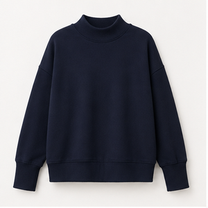 Sudadera Personalizada de Cuello Alto para Mujer, Color Índigo Oscuro, Corte Holgado, Manga Larga, Modelo WSS-0010 - Product Image 1