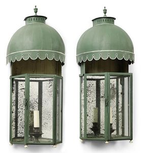 Vintage Sage Green scallop Dome with Glass Door Wall Metal Lantern for Home Decor Wedding and Festive Occasion - Product Image 1
