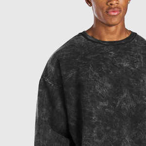 Sudaderas Casuales para Hombre, Lavado Ácido, Color Sólido, Logotipo Personalizado, 100% Algodón, Ecológicas y Transpirables, Moda de Invierno - Product Image 3
