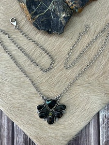 Handmade Blackjack Turquoise <b>Necklace</b> Sterling Silver Boho Southwestern <b>Statement</b> Jewelry Gift for Her - Product Image 3