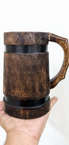 Grande tasse en bois classique FAIZA CRAFT, 100% bois de chêne brun naturel, fabriquée à la main, certifiée CE, compatible micro-ondes, personnalisable - Product Image 2