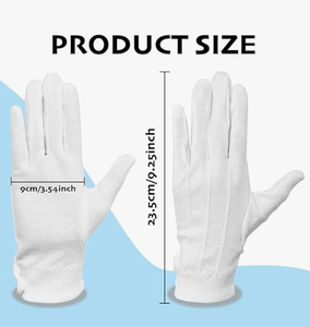 Gants de parade en coton blanc avec manchette à bouton-pression, gants de cérémonie antidérapants pour hommes et femmes - Product Image 4