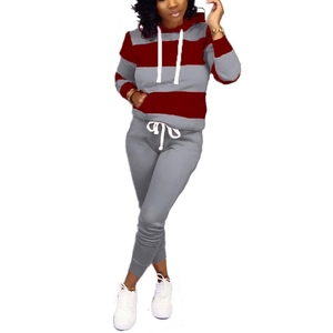 Conjunto Deportivo de Mujer Harry Johnson, Sudadera con Capucha y Pantalones de Chándal, Manga Larga, Informal, Gris y Rojo, con Cordón Ajustable, para Invierno - Product Image 2