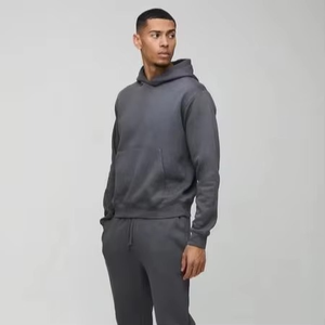 ชุดเซ็ตฮู้ดดี้และกางเกงวอร์มทรงบ็อกซี่สีบล็อคสำหรับผู้ชาย สไตล์สตรีทแวร์ โอเวอร์ไซส์ ผ้าฟลีซหนานุ่ม 100% โพลีเอสเตอร์ พิมพ์ลาย - Product Image 1