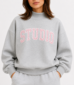 Sudadera Oversize con Cuello Alto y Estampado Floral para Mujer, con Logotipo Personalizado y Apliques, Estilo Casual Urbano - Product Image 6