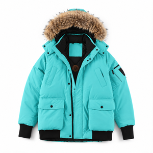 Men Winter Parka Jacket With Faux Fur Hood <b>Warm</b> Bomber Padded <b>Coat</b> Multi Pocket Windproof Outdoor Thick Cold Weather Outerwear - Product Image 1