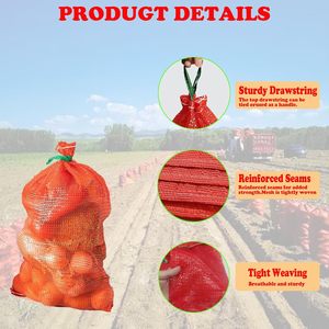 Bolsas Reutilizables para Almacenamiento de Vegetales con Cordón, Bolsas de Malla Transpirable para Patatas, Cebollas, Ajos, Frutas - Product Image 2