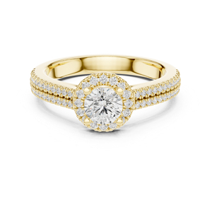 แหวนเพชรทรงกลมทองคำขาว 14K เพชรเพาะเลี้ยงสำหรับผู้หญิง สวมใส่ในออฟฟิศ เพชรเพาะเลี้ยงใหม่ - Product Image 1