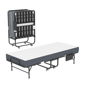 Letto Pieghevole per Ospiti da 75 Pollici con Materasso in Memory Foam da 5 Pollici, Telaio in Metallo Resistente, Salvaspazio con Ruote - Product Image 1