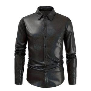 Chemise à manches longues à carreaux pour homme, vente directe d'usine, chemise à manches longues imprimée sur mesure, OEM disponible, chemise à manches longues unie teinte - Product Image 1