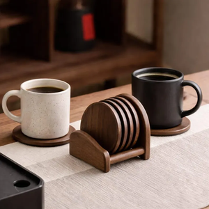 Ensemble de sous-verres en bois de manguier massif, sous-verres ronds rustiques, décoration d'intérieur brun foncé - Product Image 6