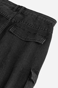 Custom Logo OEM ODM Baggy Loose Cargo <b>Jeans</b> Women With Multi Pockets Distressed Washed Flare <b>Jeans</b> Women Denim Cargo Pants - Product Image 6