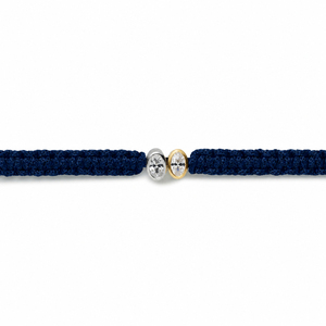 Bracelet pour femme en or 14 carats plaqué rhodium, bleu marine, macramé, diamants CVD cultivés en laboratoire F VVS VS, design double ovale, réglable - Product Image 2