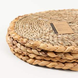 Vente en gros de napperon chargeur en rotin tissé de style bohème 300mm 400mm de diamètre plaque de chargeur en verre pour mariages location de mariage - Product Image 6