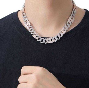 Hot Sale Length Iced <b>Cuban</b> <b>Link</b> <b>Chain</b> Necklace 925 <b>Silver</b> 14K/18K Gold Plated Luxury Moissanite Style Hip Hop Jewelry Supplier - Product Image 2