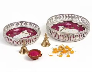 Premium Metal Pichwai <b>Jar</b> with Tray <b>Decorative</b> Storage <b>Jar</b> Set Hand Painted Pichwai Design for Home Temple Gift Use - Product Image 5