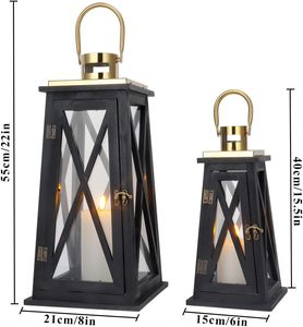 Portavelas Decorativos con Vidrio Templado, Farol Colgante Rústico para Jardín, Patio, Bodas, Fiestas, Interiores y Exteriores - Product Image 3