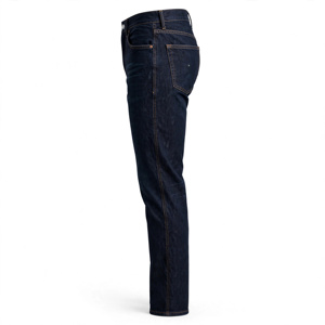 Men's Indigo Stonewashed Denim Pants Regular Fit Full Length Breathable Midweight Casual Summer <b>Jeans</b> - Product Image 3