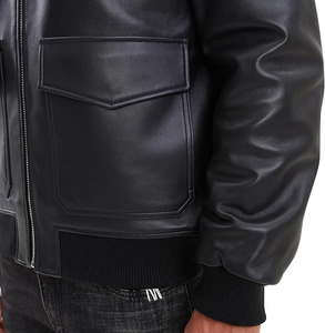 Chaqueta de Cuero Comfortex International, Chaqueta Bomber de Piel de Cordero con Cuello de Piel Auténtica Extraíble, Cierre de Cremallera Frontal, Múltiples Bolsillos - Product Image 6