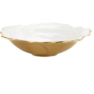 Floral Style White Enamel <b>Bowl</b> Luxury Dish <b>Snacks</b> Cookie Serving Decorative <b>Bowls</b> Golden Base Metal Crafts - Product Image 1